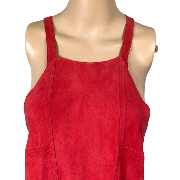 Free People Meet in The Middle Red Goat Suede Slip Dress SZ S - Picture 4 of 11